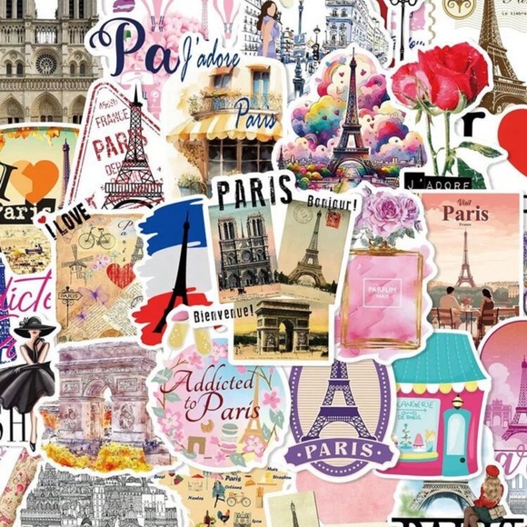 50pcs Romantic Paris Theme Graffiti Sticker Set, French Art Style Eiffel Tower - Picture 1 of 4
